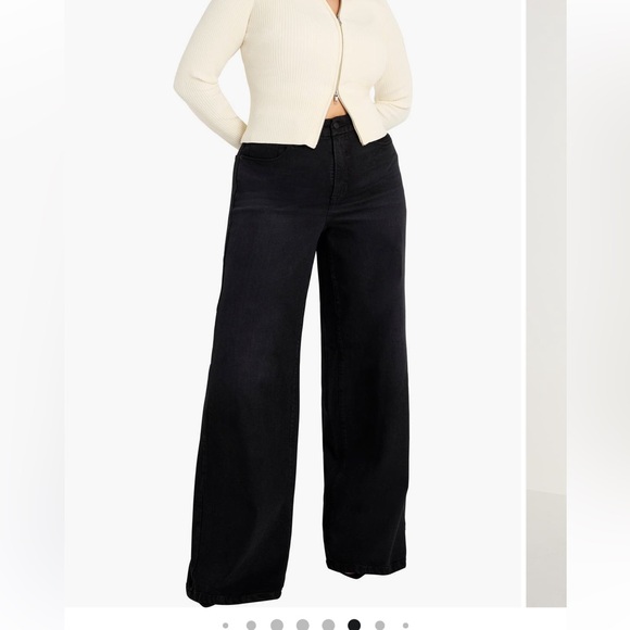 Good American Soft tech good waist Black Wide-Leg High-Waist Palazzo jeans - Picture 4 of 14